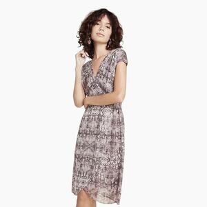 Velvet by Graham & Spencer Dress Animal Print Metallic Boho Safari Midi Medium